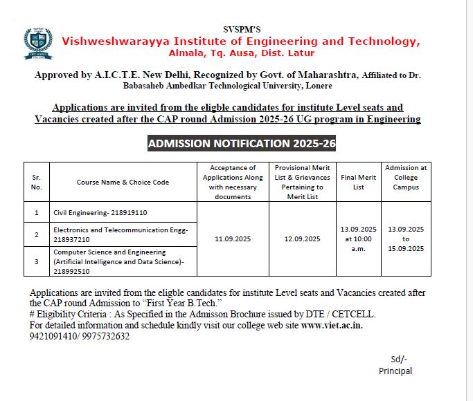ADMISSION NOTIFICATION UG IL & ACAP 25-26